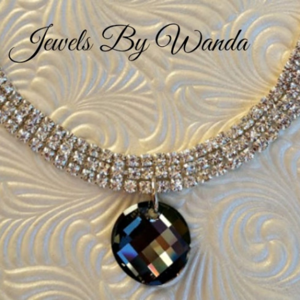 Genuine Silver Night Swarovski Disc Choker